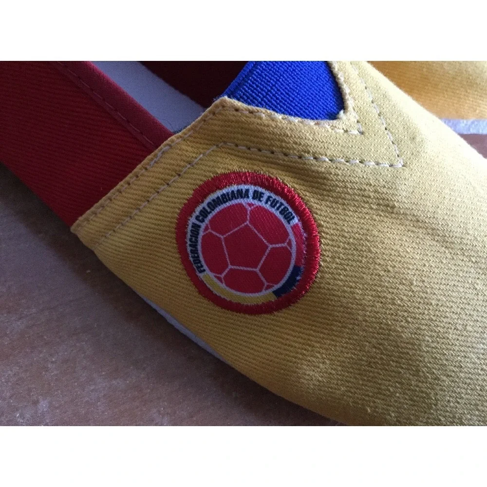 Handmade Colombia Flag Soccer Ballet Flats Shoes Womens 39 Yellow Blue Red